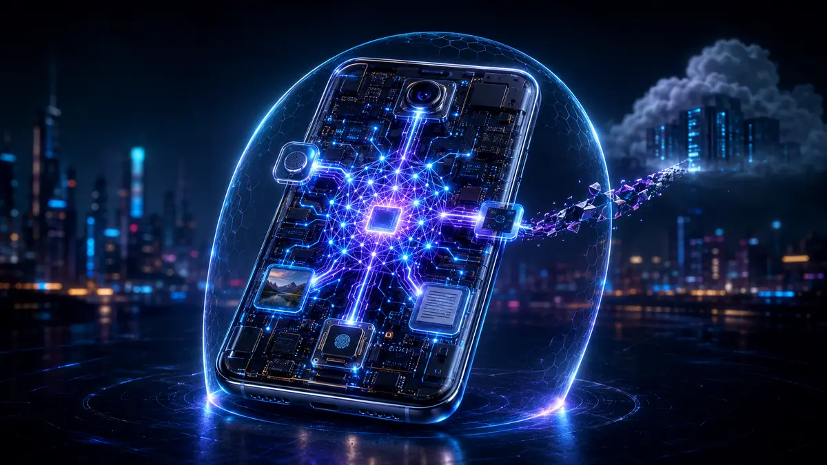 Inteligência artificial sendo processada localmente dentro de um smartphone protegido