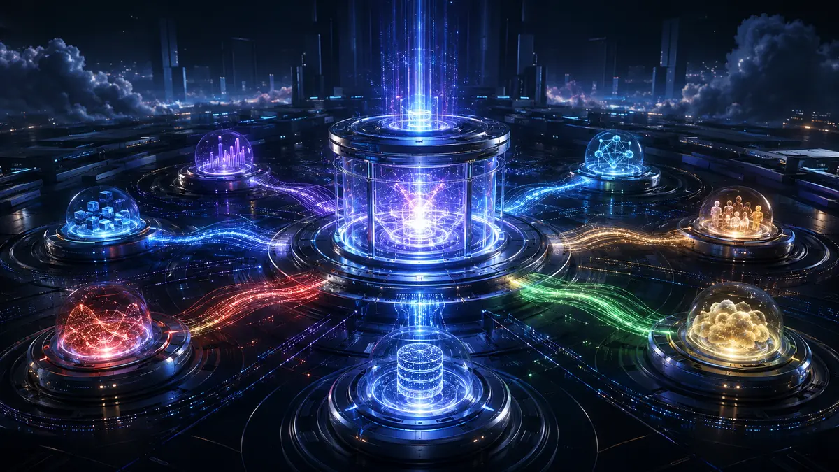 Plataforma central conectando agentes de inteligência artificial para automatizar processos empresariais